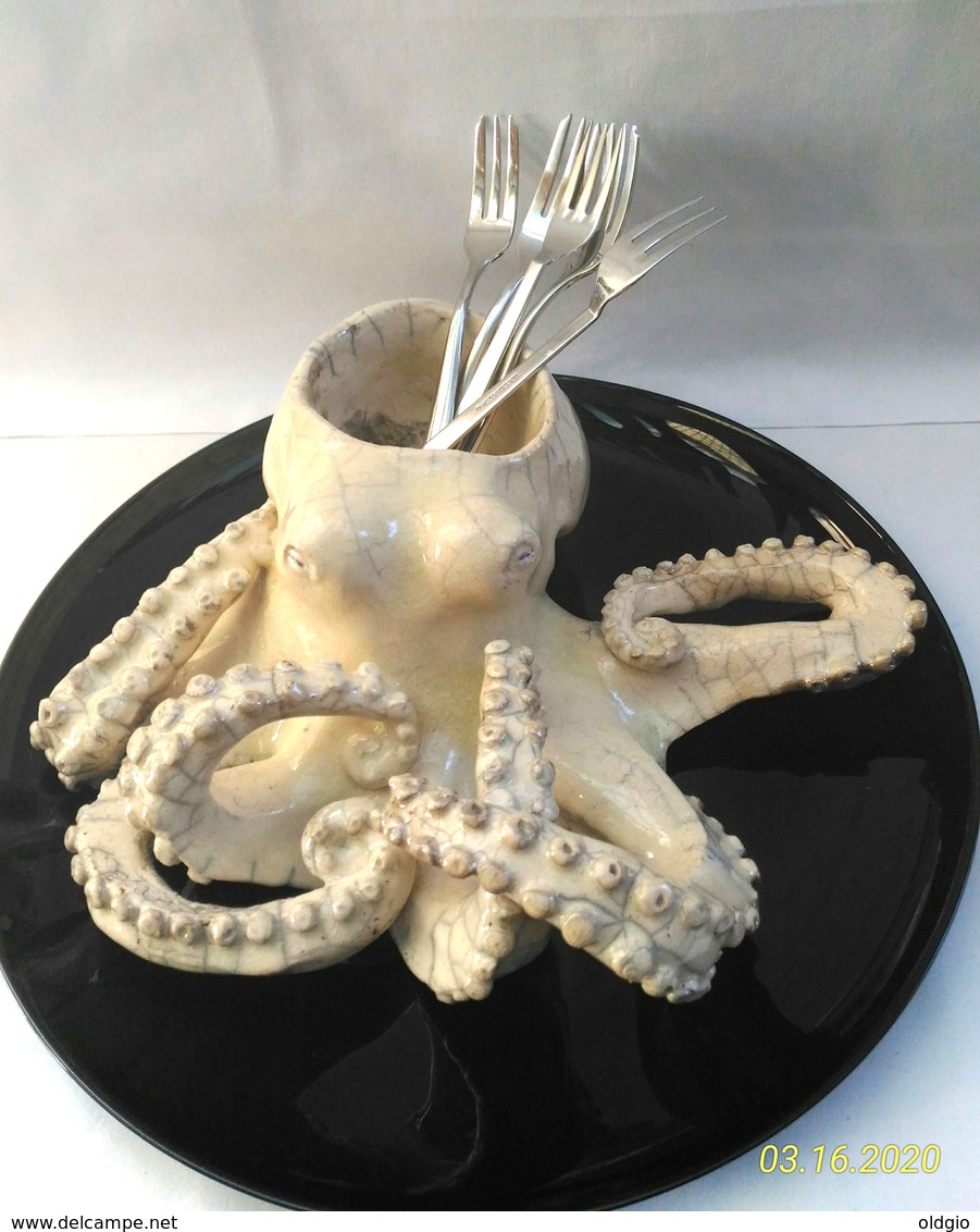 polpo piovra octopus ceramica stile giapponese artigianale raku fatta a mano japanese style handmade pottery