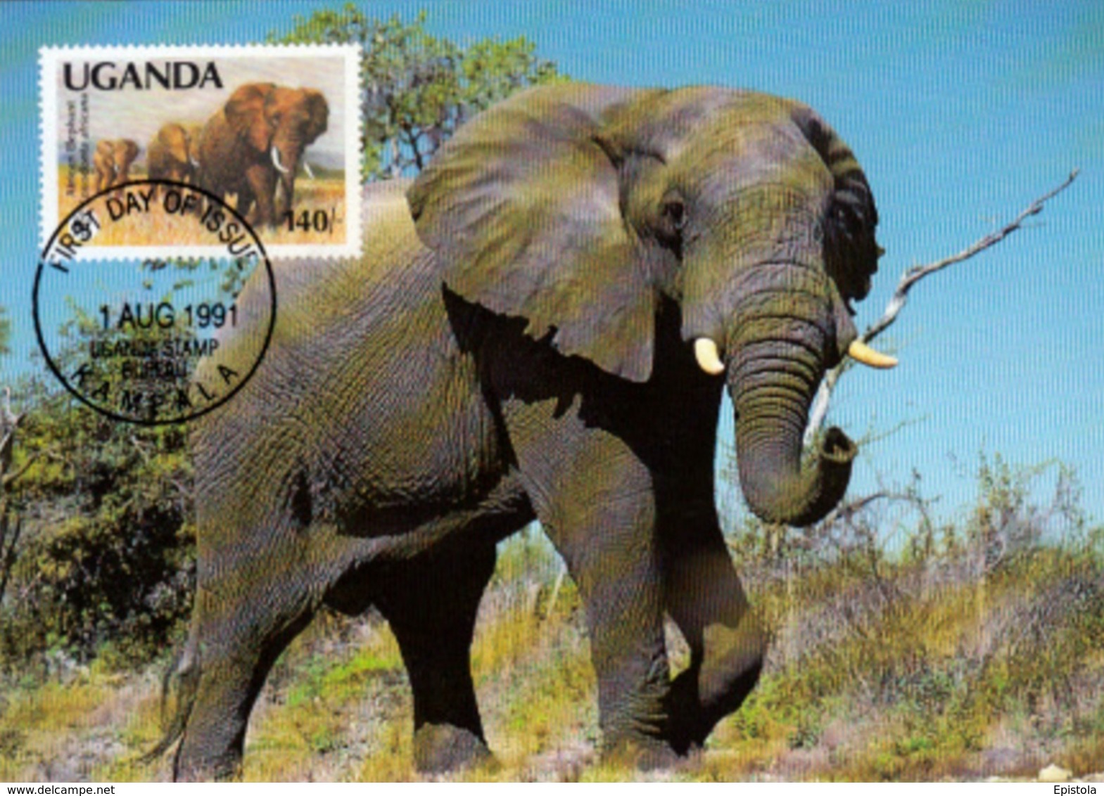 WWF, Uganda Kampala 1991 The African Elephant, Carte Maximum - Uganda