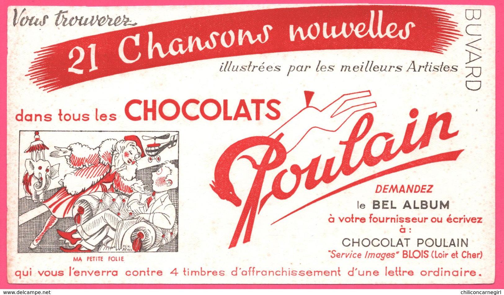 BUVARD Illustré - BLOTTING PAPER - Chocolat POULAIN - Blois - " Ma Petite Folie " - Illustré Par BEREL - Kakao & Schokolade