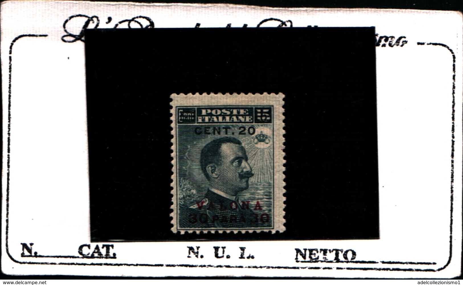 93672) ITALIA-VALONA-20 C. Su 30 Pa.Michetti Nero Sopr. Cent. 20 - Gennaio 1916-MLH* - Albanië
