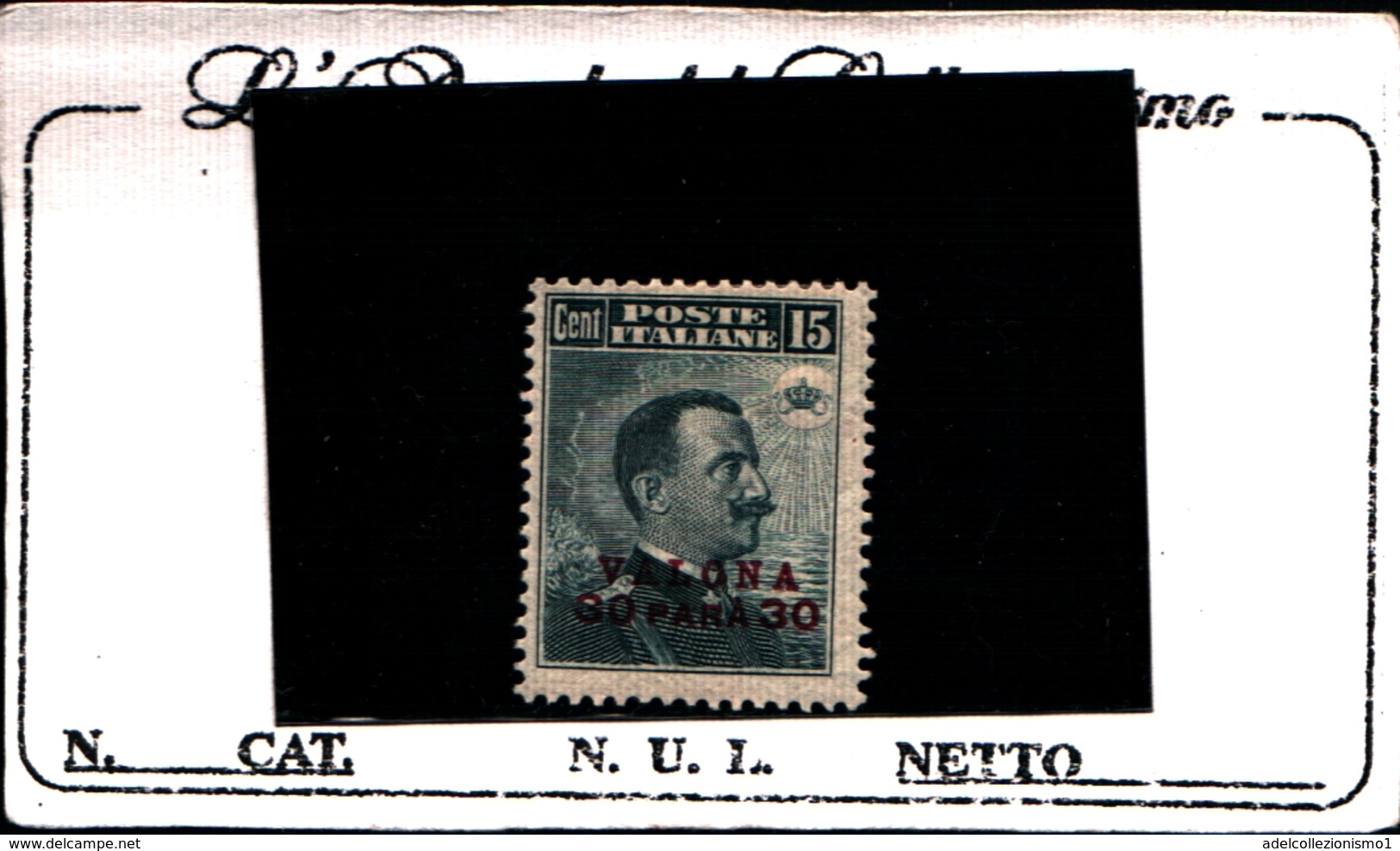 93672) ITALIA-VALONA-30 Pa. Su 15 C.Michetti Nero Soprastampato In Moneta Turca - 1916 -MLH* - Albania