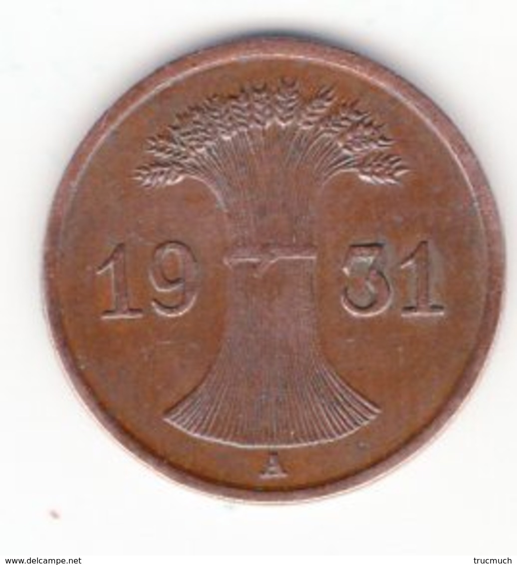 108 - Weimarer Republik - 1 Rentenpfennig - 1931 - A - 1 Rentenpfennig & 1 Reichspfennig