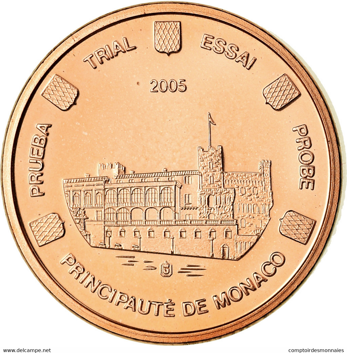 Monaco, Médaille, 1 C, Essai Trial, 2005, FDC, Cuivre - Autres & Non Classés