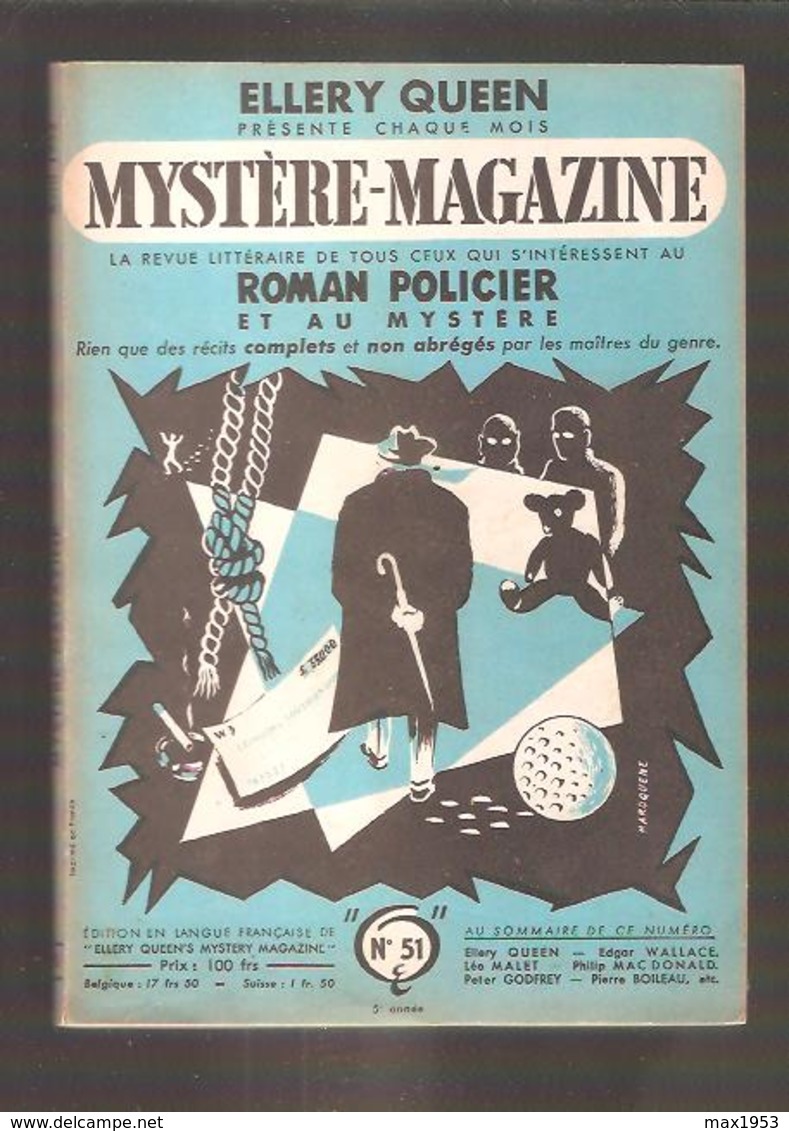 MYSTERE MAGAZINE N° 51 - AVRIL 1952 - Sommaire En Scan - Opta - Ellery Queen Magazine