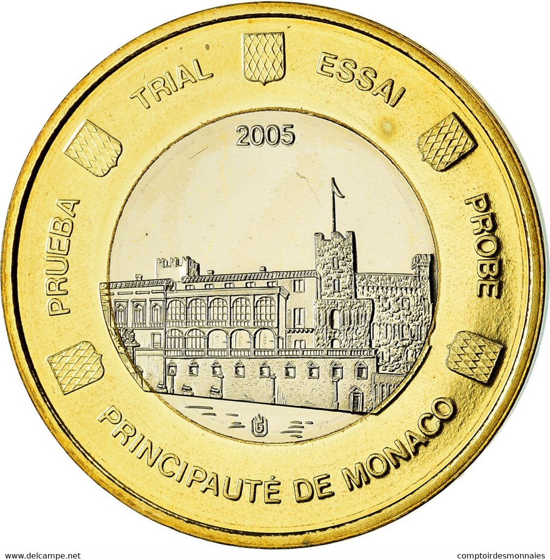 Monaco, Médaille, 1 E, Essai-Trial, 2005, FDC, Bi-Metallic - Autres & Non Classés