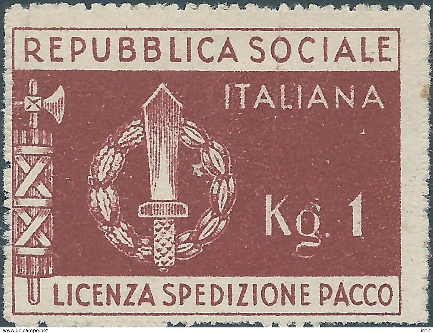 ITALY ITALIA,Social Republic License Parcel Shipment 1944 Issue Of Military Franchise, 1kg - Original Gum, MNH,Rare - Postpaketten