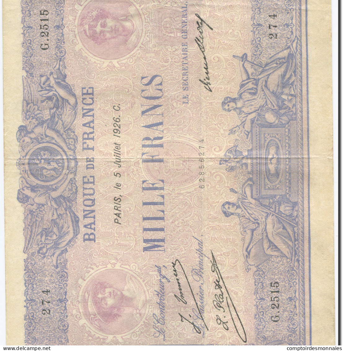 France, 1000 Francs, Bleu Et Rose, 1889, 1926-07-06, TTB, Fayette:36.43, KM:67k - 1 000 F 1889-1926 ''Bleu Et Rose''