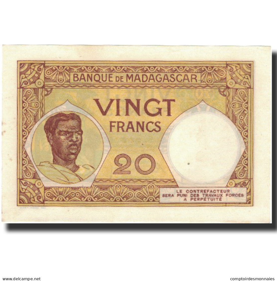 Billet, Madagascar, 20 Francs, 1937-1947, KM:37, SPL - Madagascar