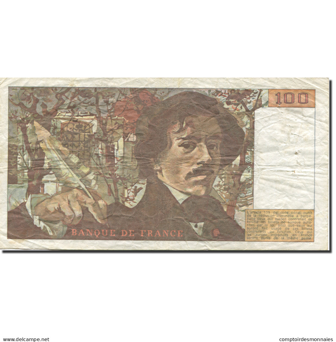 France, 100 Francs, Delacroix, 1978, 1978, TB, Fayette:68.1, KM:153 - 100 F 1978-1995 ''Delacroix''