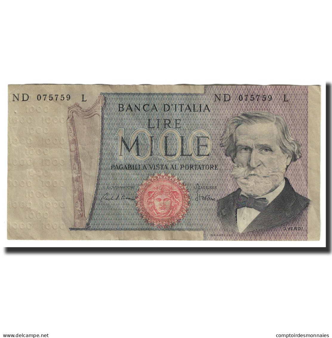 Billet, Italie, 1000 Lire, 1969, 1969-02-26, KM:101a, TTB+ - 1000 Lire