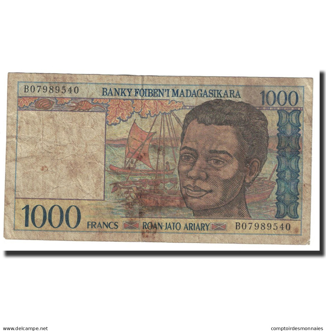 Billet, Madagascar, 1000 Francs = 200 Ariary, Undated (1994), KM:76b, TB+ - Madagascar