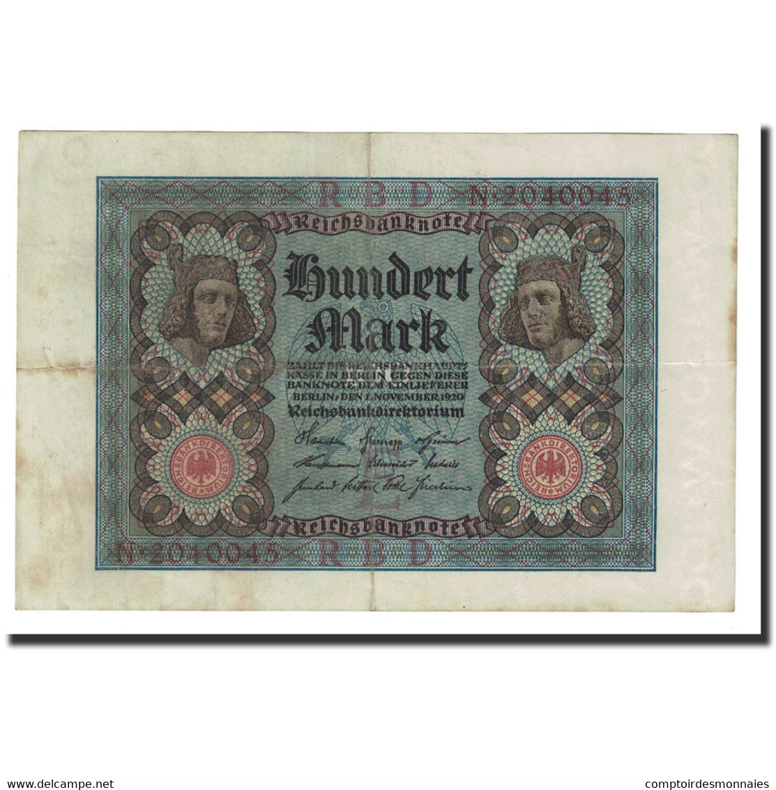 Billet, Allemagne, 100 Mark, 1920, 1920-11-01, KM:69a, TTB+ - 100 Mark