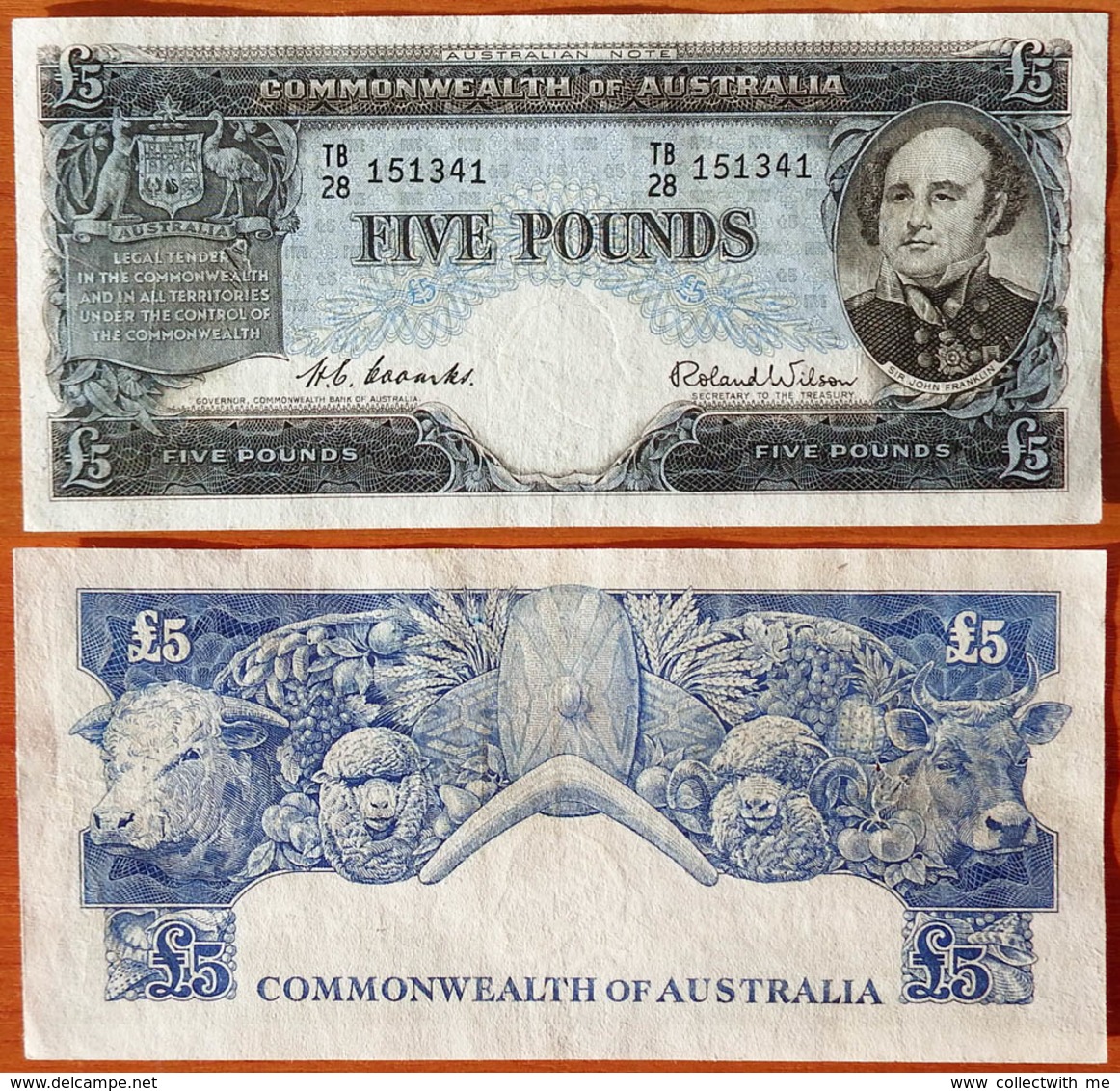 Australia 5 Pounds 1960-1965 VF/XF P-31 - 1960-65 Reserve Bank Of Australia