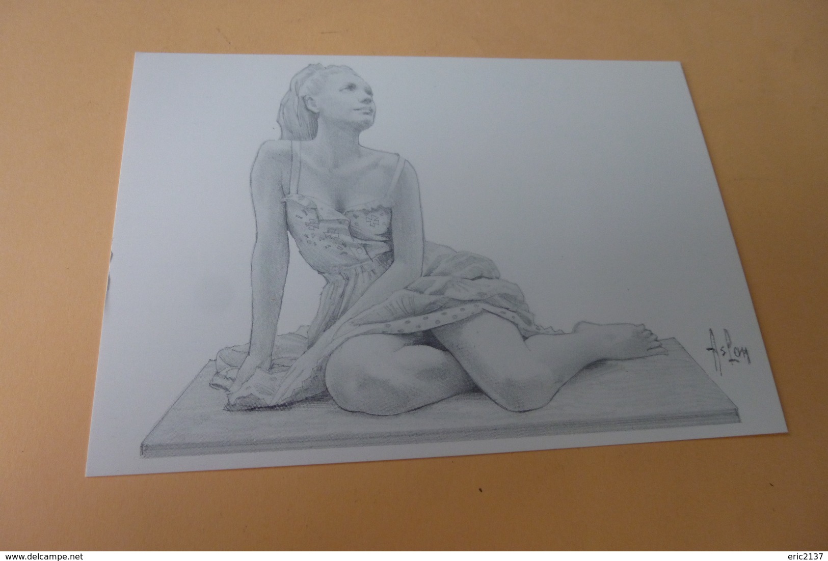 BELLE ILLUSTRATION SEXY .."CROQUIS D'ETUDE POUR UNE STATUETTE" - Aslan