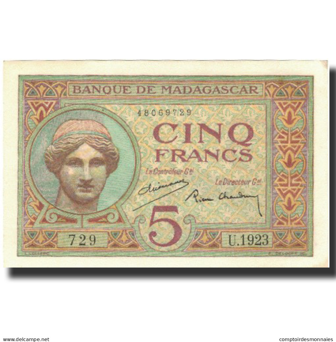 Billet, Madagascar, 5 Francs, 1937, KM:35, SPL - Madagascar