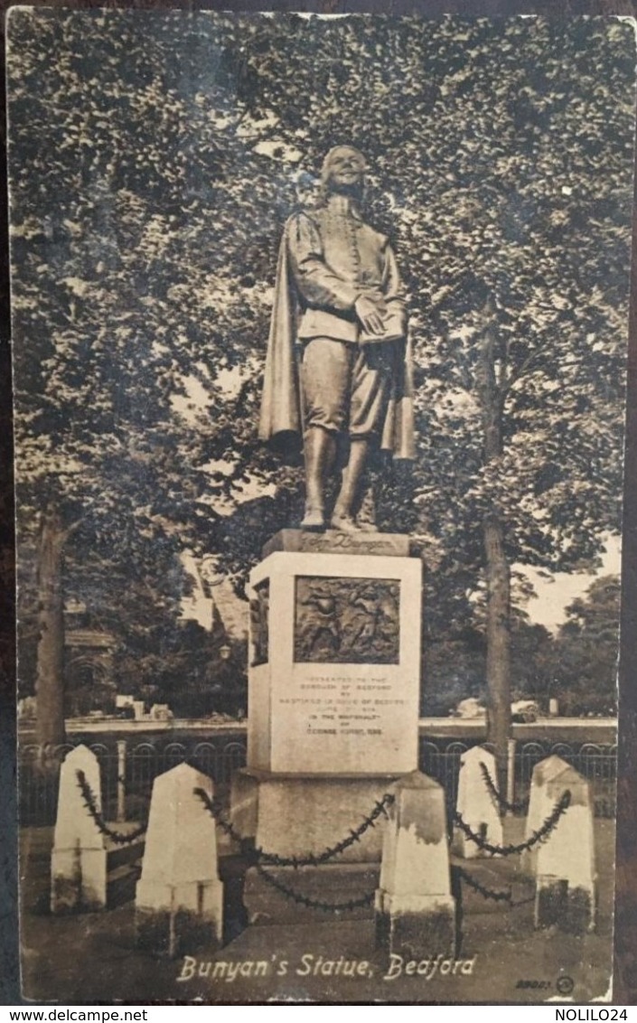 Cpa, Bunyan's Statue Bedford, éd Valentine, (English Writer, Author Of Pilgrims Progress), écrivain, Angleterre - Bedford