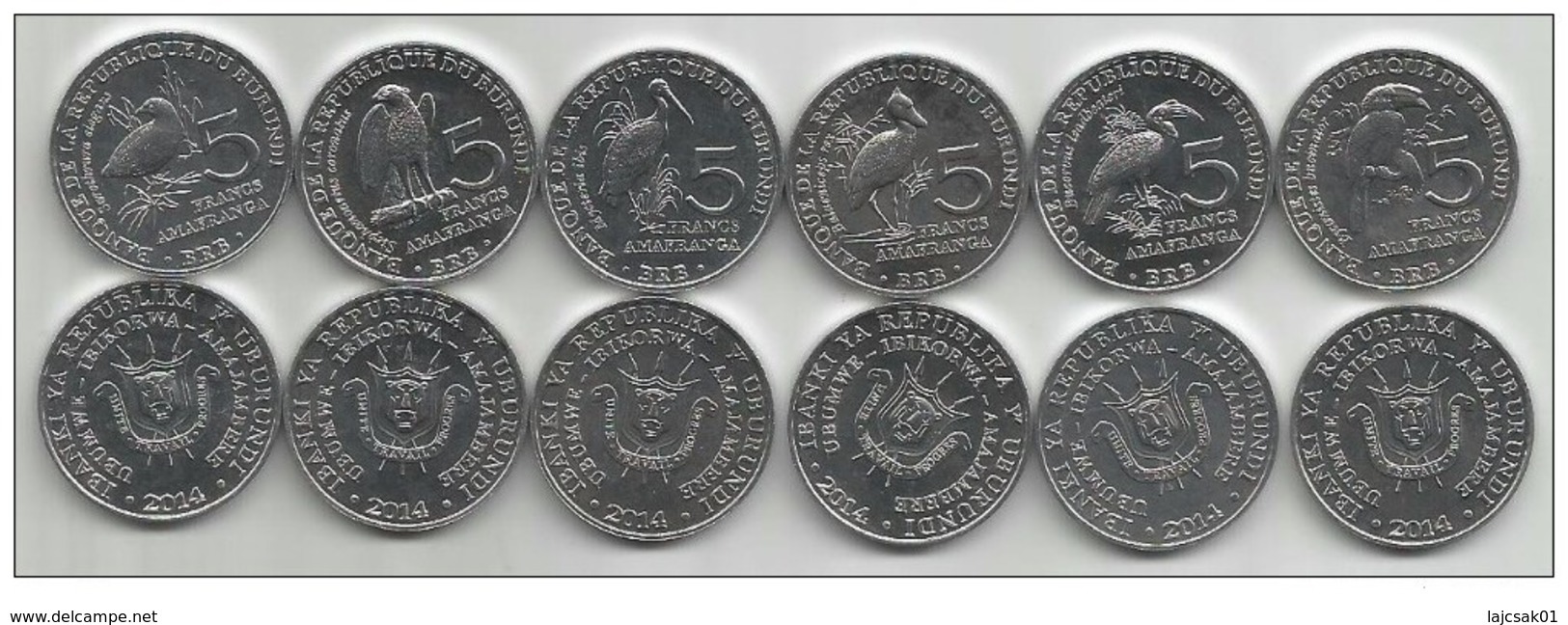 Burundi 6 X 5 Francs 2014. UNC Birds - Burundi