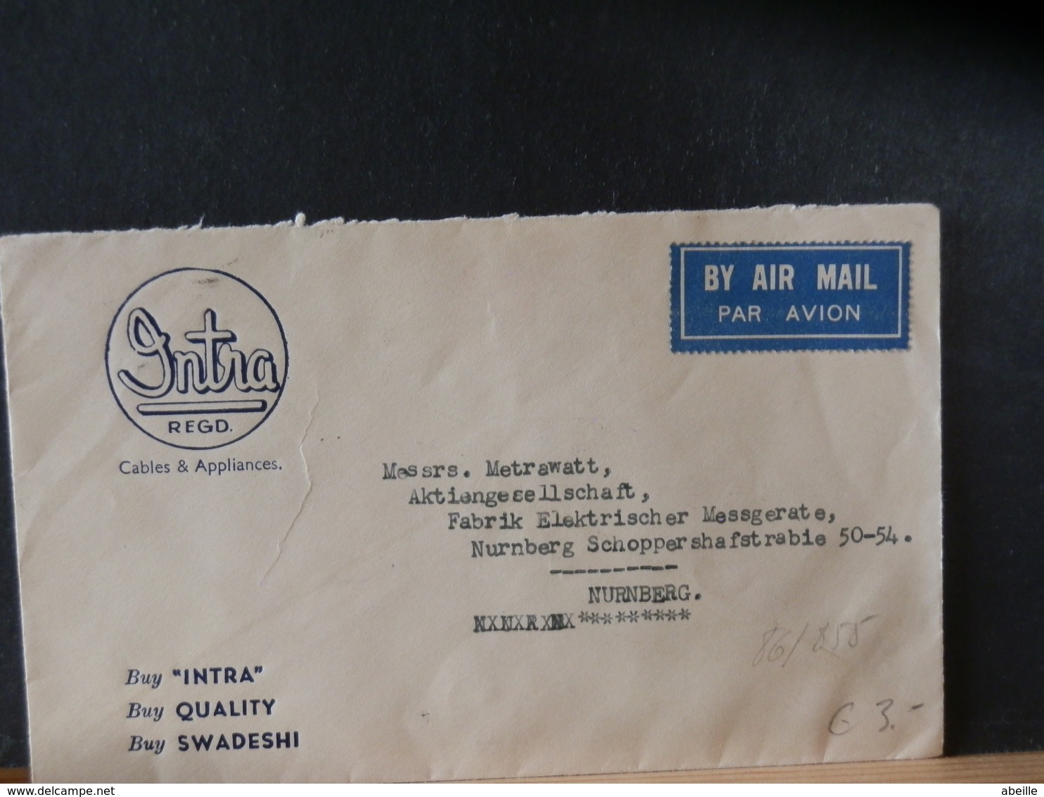 86/855  LETTRE INDIA  TO GERMANY 1955 - Covers & Documents