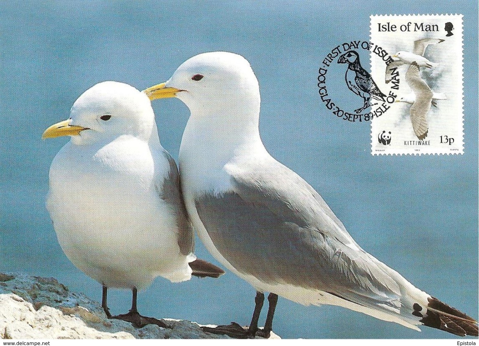 WWF Maxi Cards 1989 Isle Of Man Sea Birds First Day  Douglas - Kittiwake - Isle Of Man