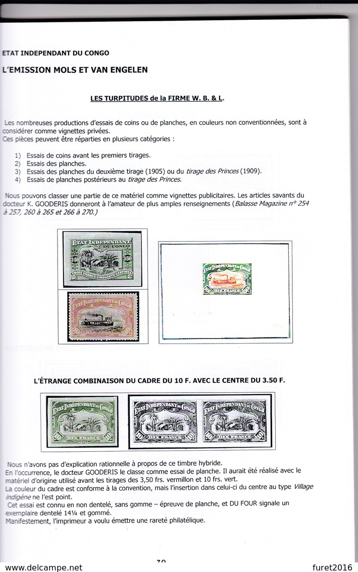 ETAT INDEPEPENDANT DU CONGO  Emission Mols Van Engelen 1894 1908 Tavano / Henuzet 143  Pages - Kolonies En Buitenlandse Kantoren