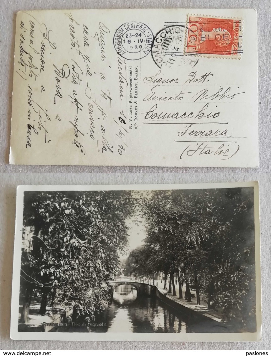 Cartolina Illustrata Amsterdam-Comacchio (FE, Ita) - 16/04/1930 - Storia Postale