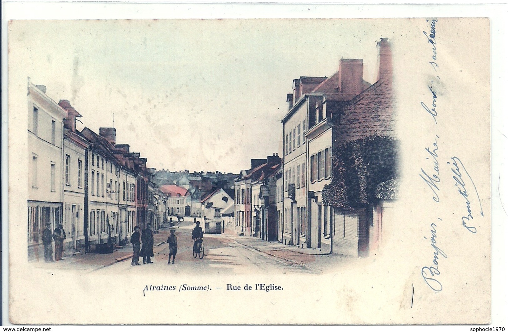 2020 - 03 - SOMME - 80 - AIRAINES - Rue De L'Eglise - Précurseur - Colorisée - Allaines