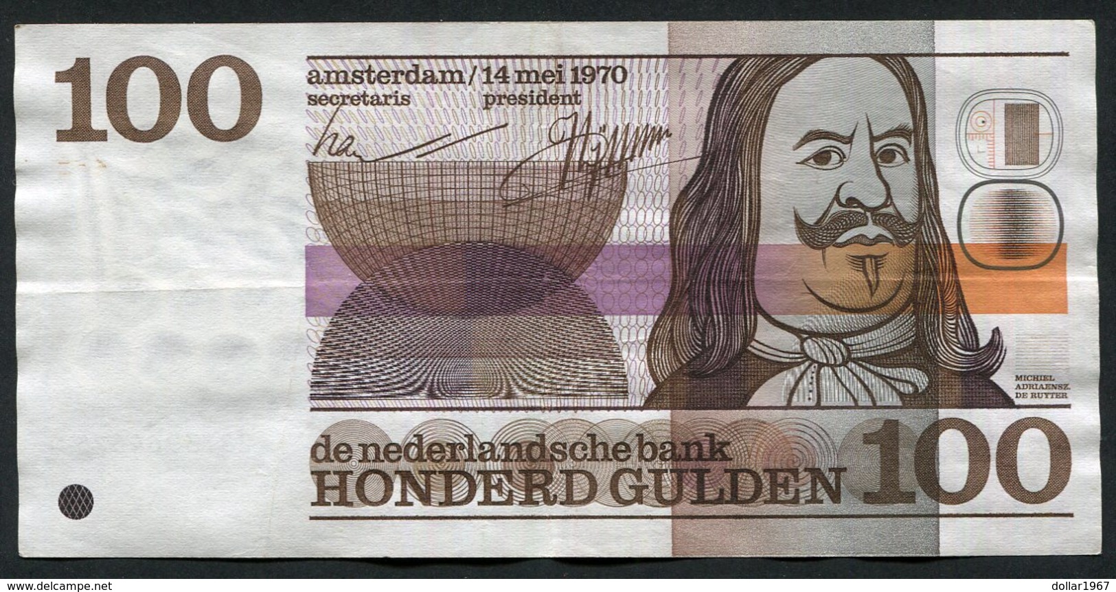 :Netherlands  -  100 Gulden 14-7-1970 'Michiel De Ruyter' - 100 Florín Holandés (gulden)