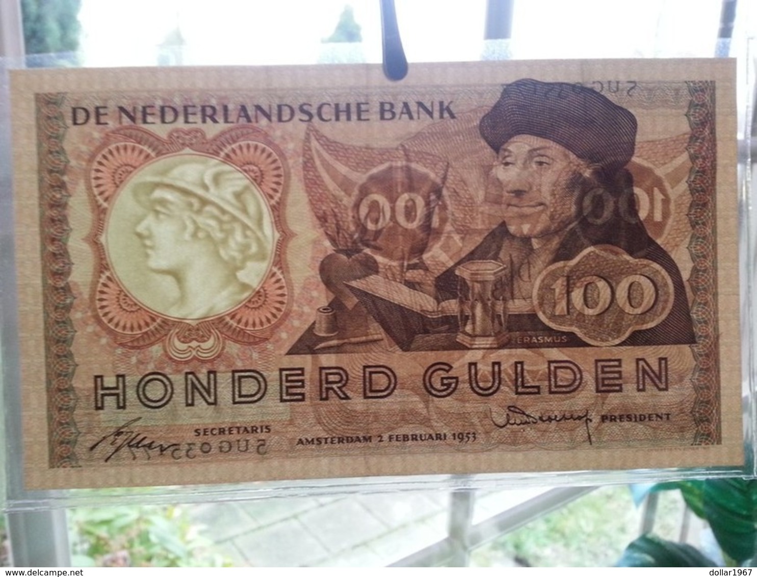 :Netherlands  -  100 Gulden 1953 'Erasmus' Prachtig ++ - 100 Florín Holandés (gulden)