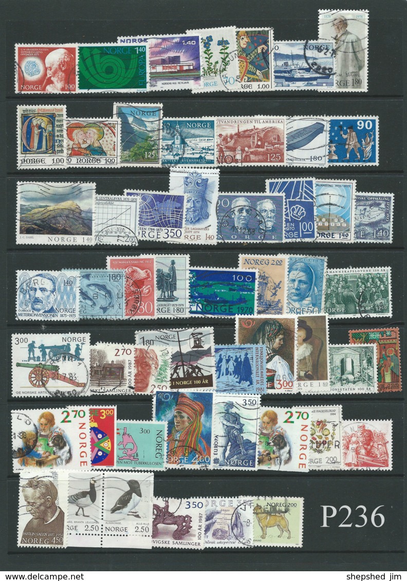 Norway 1970-89 Accumulation Of About 50 Commemorative Values - Used Stamps