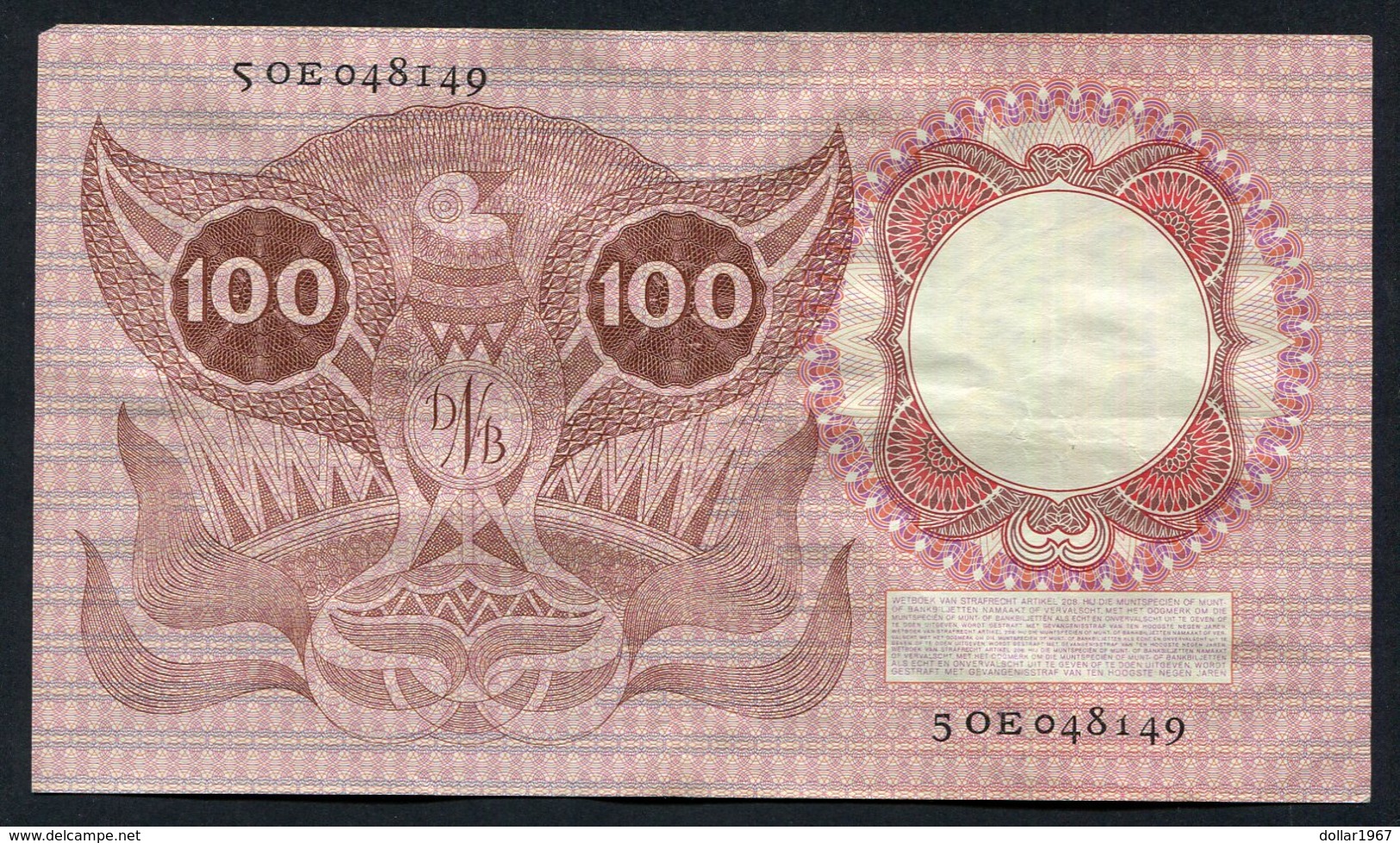 :Netherlands  -  100 Gulden 1953 'Erasmus' 2-2-1953 - 100 Gulden