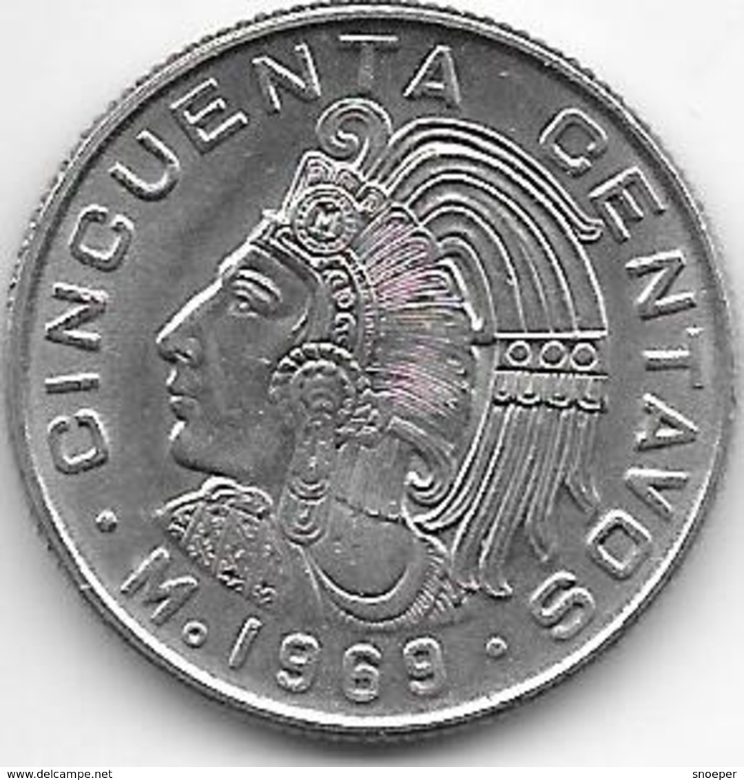 *mexico 50 Centavos 1969 Km 451    Unc - México