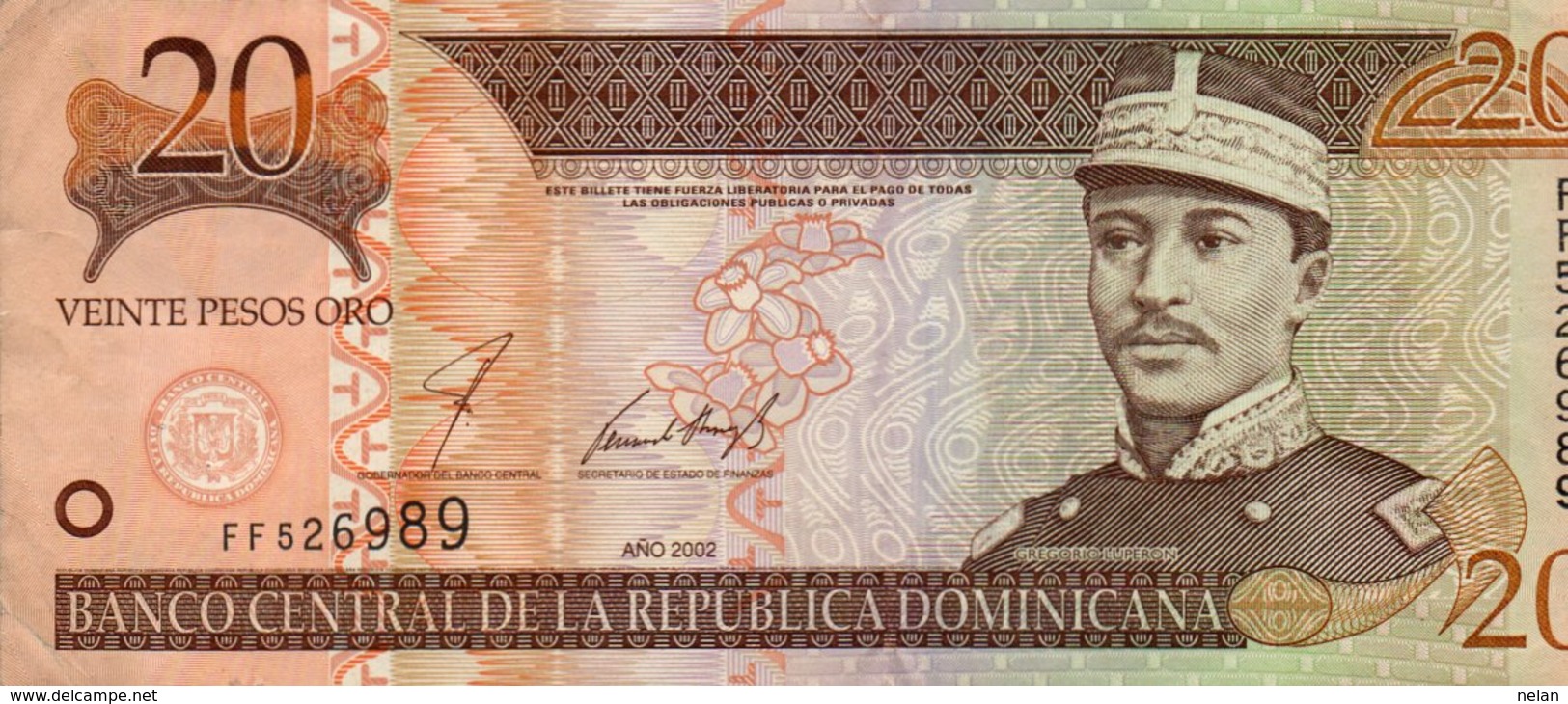 DOMINICAN REPUBLIC  20 PESOS ORO 2002 P-169b  XF - Repubblica Dominicana