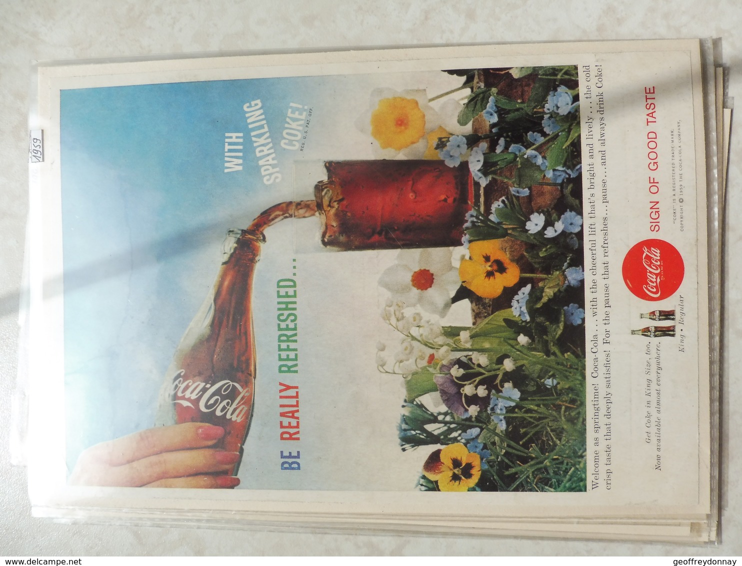 Affiche Publicitaire Coca Cola 25 Cm Sur 16  -( Bouteille ) 1959 Copyright / Reclamaffiche Cola - Reclame-affiches