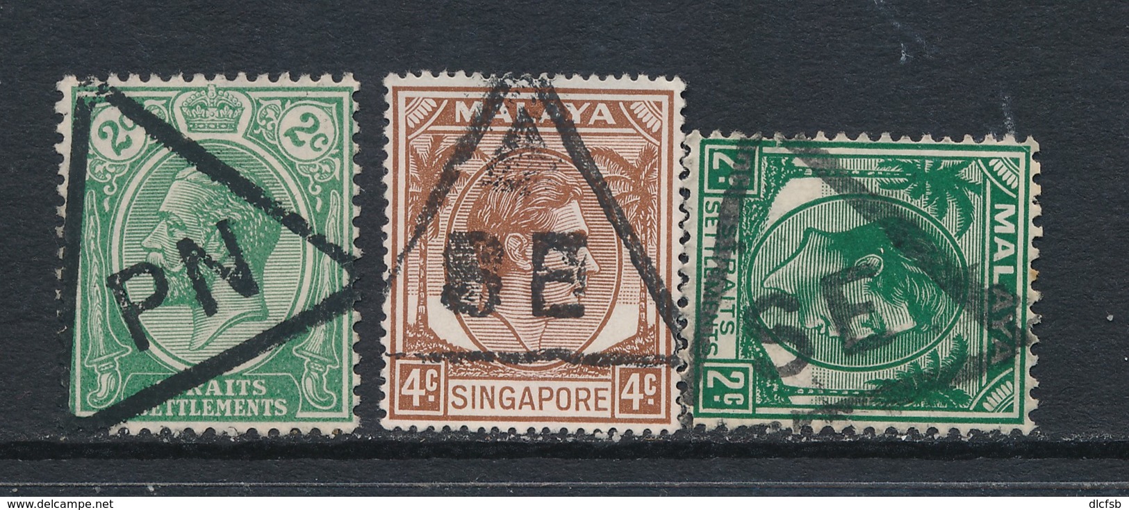 STRAITS SETTLEMENTS, Three Triangular Postmarks - Straits Settlements