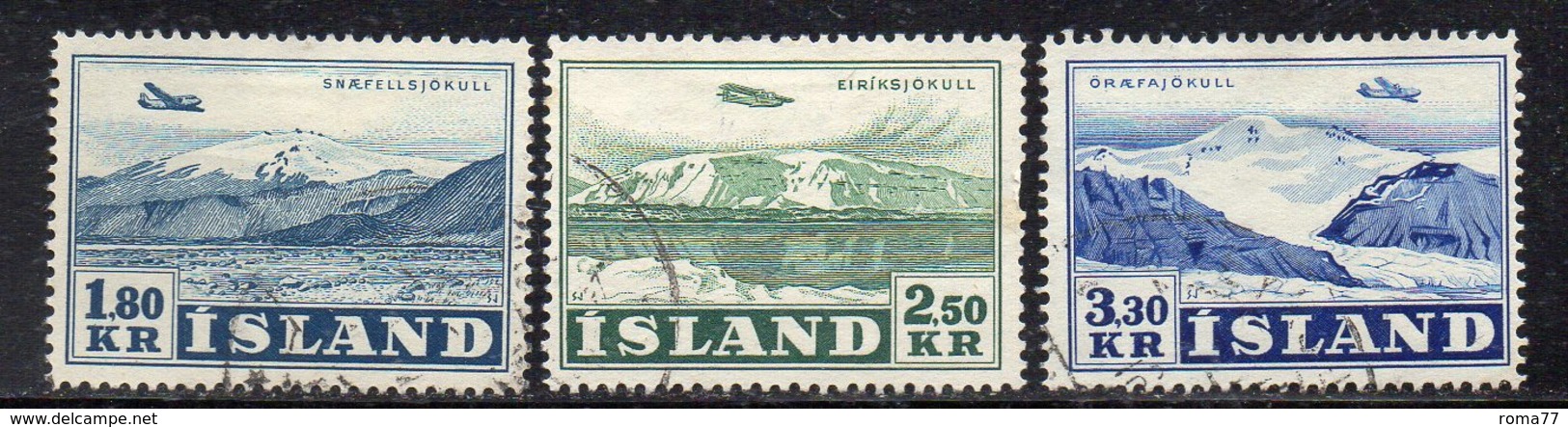 XP4411 - ISLANDA 1952 , Posta Aerea Unificato N. 27/29 Usata (M2200) - Luchtpost