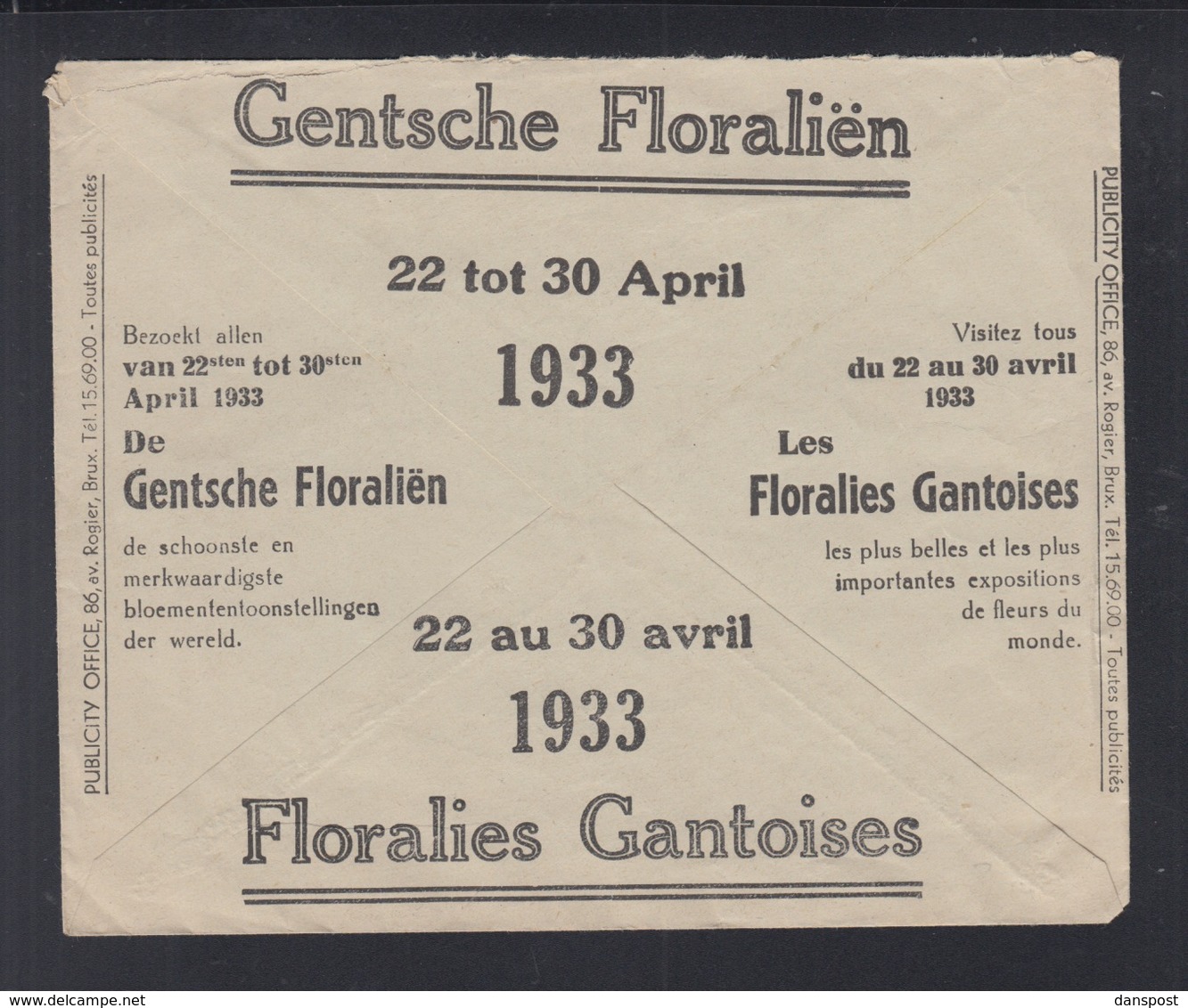 Service Des Postes Lettre 1933 Floralies Gantoises - Post Office Leaflets