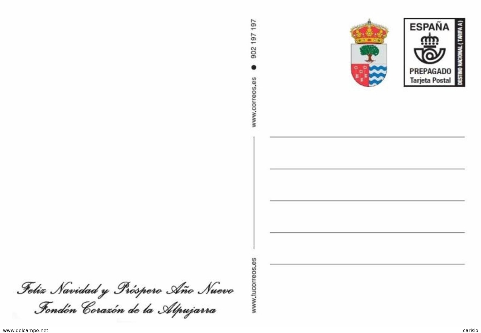 NAVIDAD EN FONDÓN (ALMERÍA).TARJETA  PREFRANQUEADA ESPAÑA. TARIFA A. ENTERO POSTAL. Postcard Paid Postage. - 1931-....