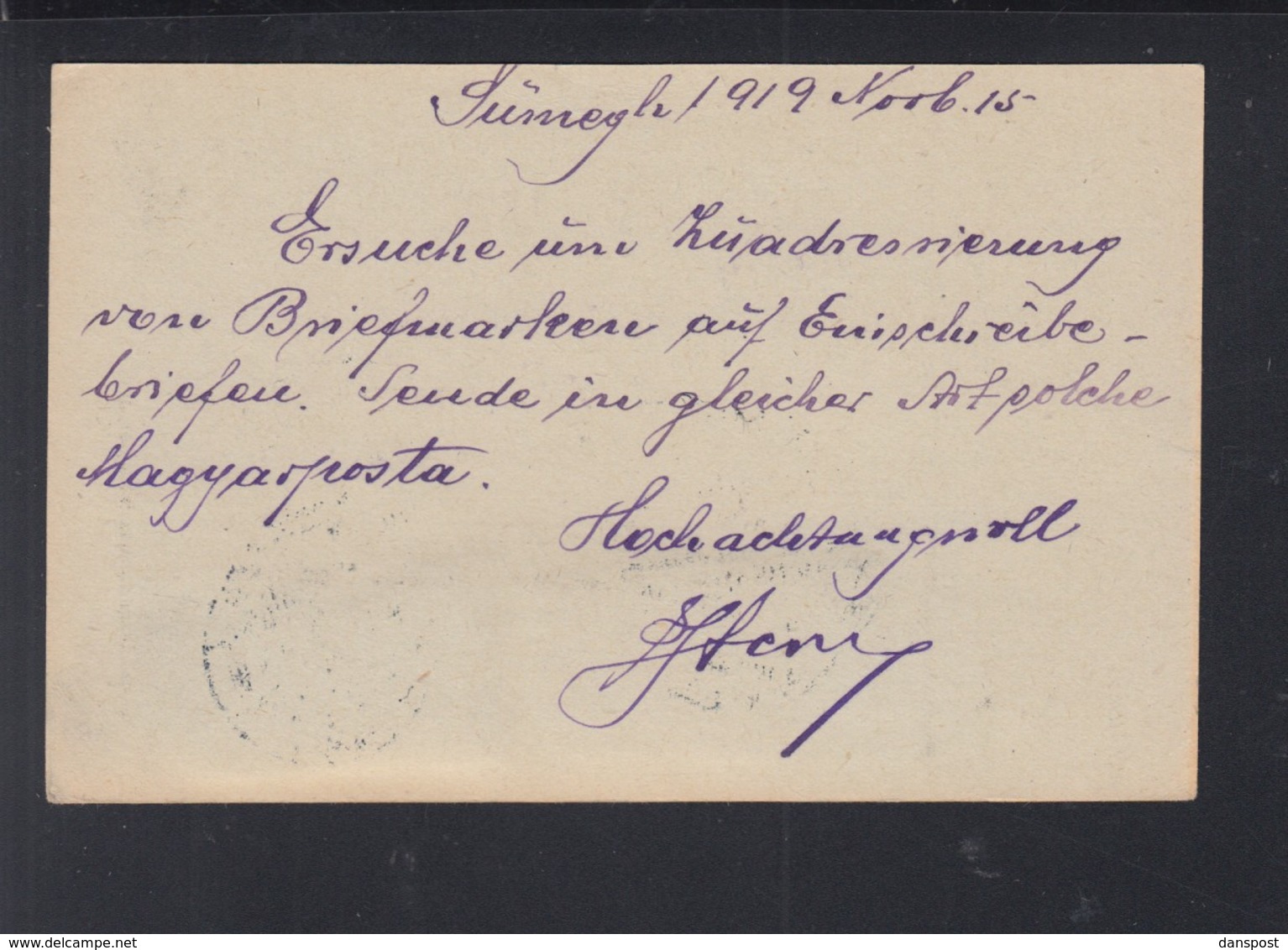 Hungary PC 1919 Sümeg To Heidelberg - Lettres & Documents