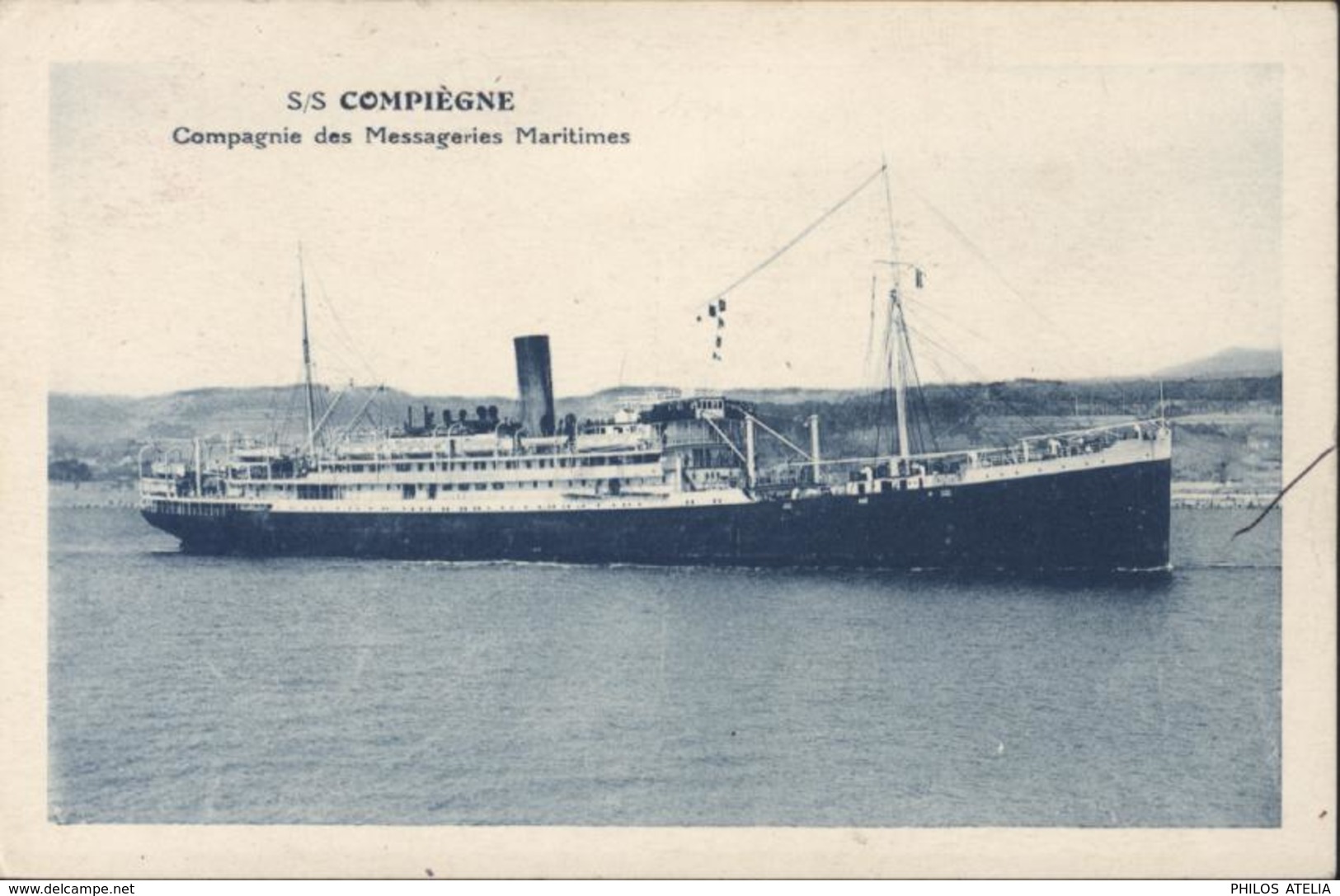 YT 416 Seul Sur Lettre CAD Maritime Marseille à La Réunion N1  27 10 39 CP SS Compiègne Compagnie Messageries Maritimes - Poste Maritime