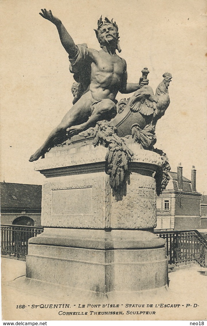 Corneille Theunissen  Sculpteur Né à Anzin . Statue De L' Escaut à St Quentin - Anzin