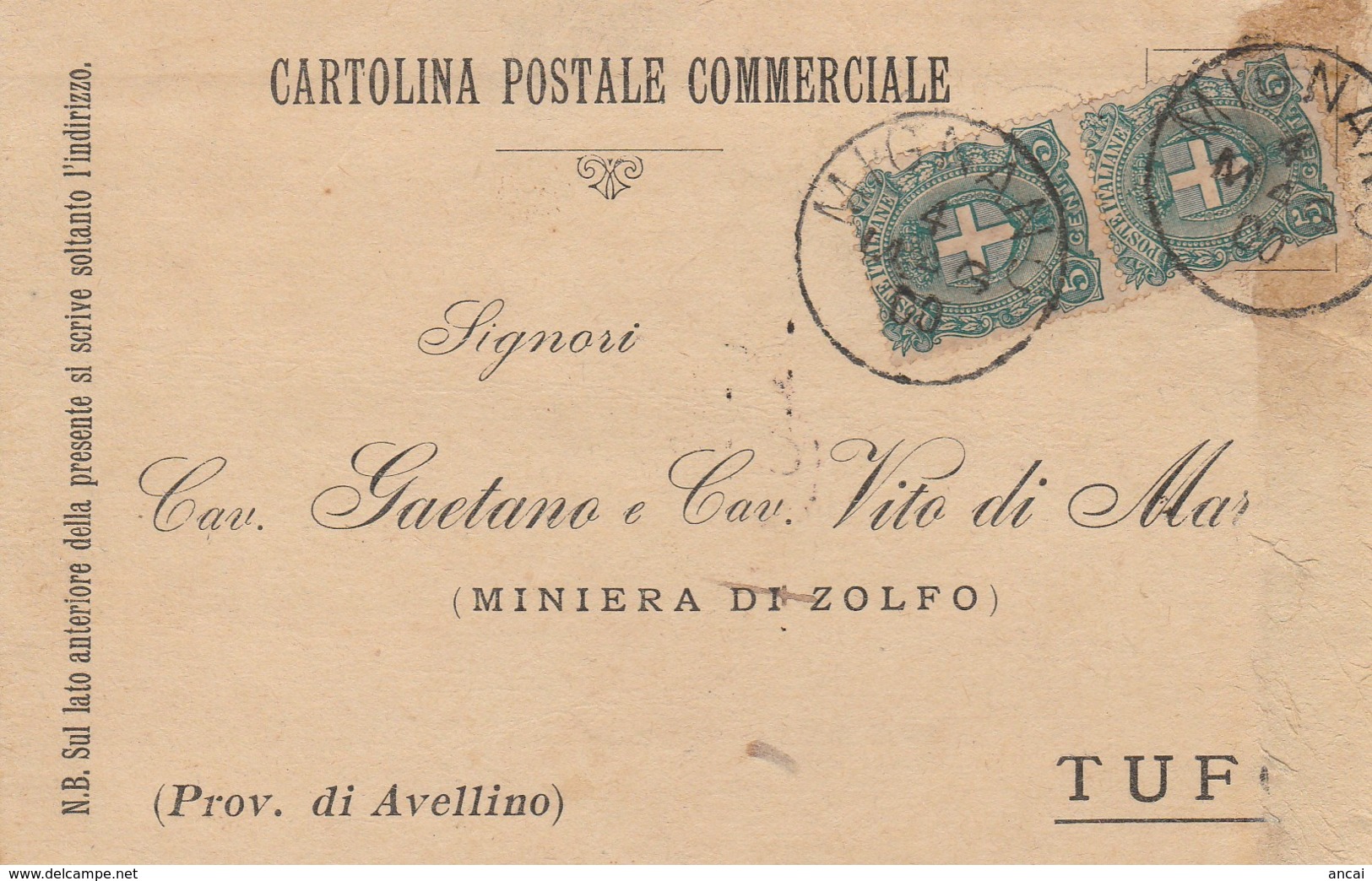 Mignano. 1900. Annullo Grande Cerchio MIGNANO, Su Cartolina Postale - Marcophilia