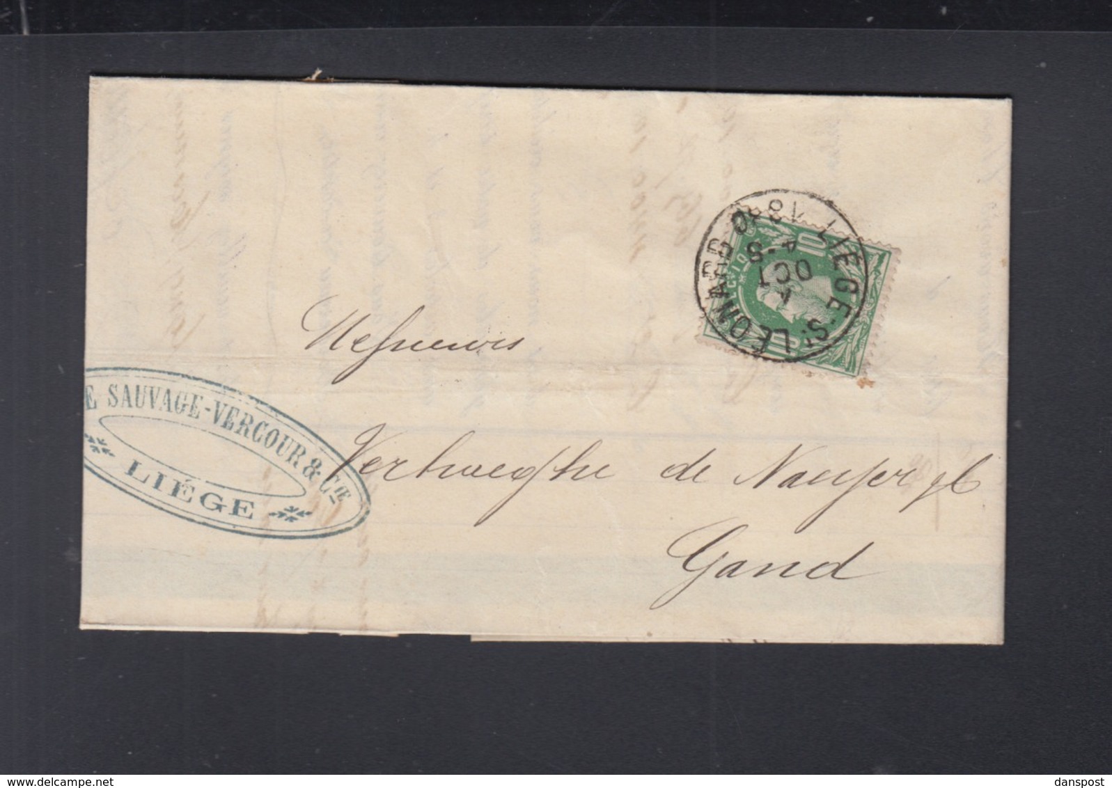 Belgien Faltbrief 1880 Liege Nach Gand - 1869-1883 Leopoldo II