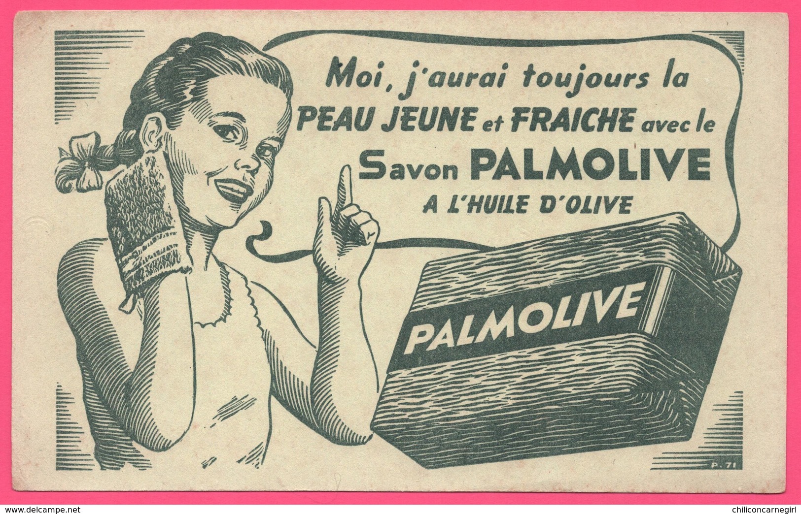 BUVARD Illustré - BLOTTING PAPER - Savon PALMOLIVE à L'huile D'olive - Jeune Fille - Fillette - Perfume & Beauty
