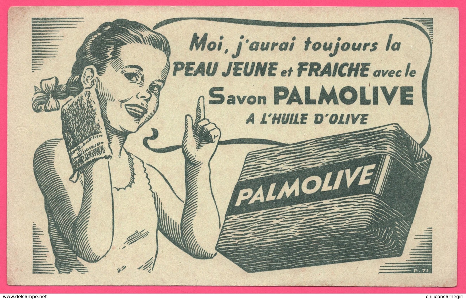 BUVARD Illustré - BLOTTING PAPER - Savon PALMOLIVE à L'huile D'olive - Jeune Fille - Fillette - Perfumes & Belleza