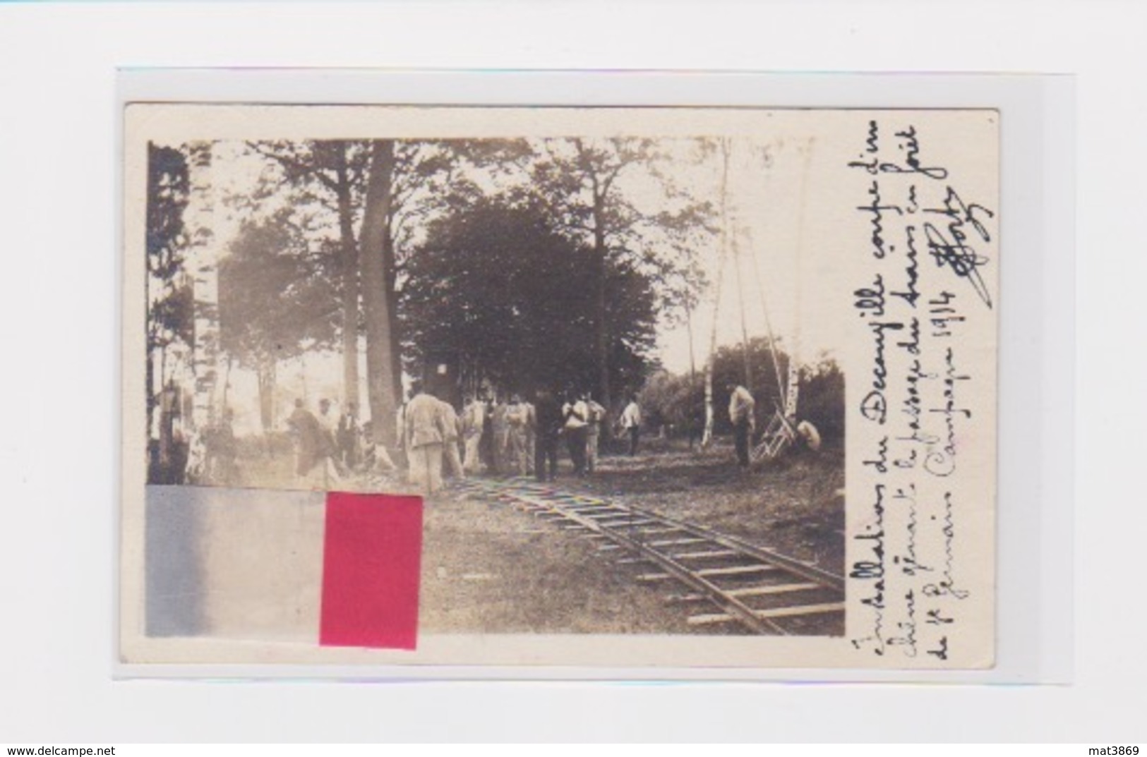 Carte Photo Soldats Au Front GUERRE 14 18 FORET SAINT GERMAIN EN LAYE 17eme RT Installation Train Decauville - War 1914-18