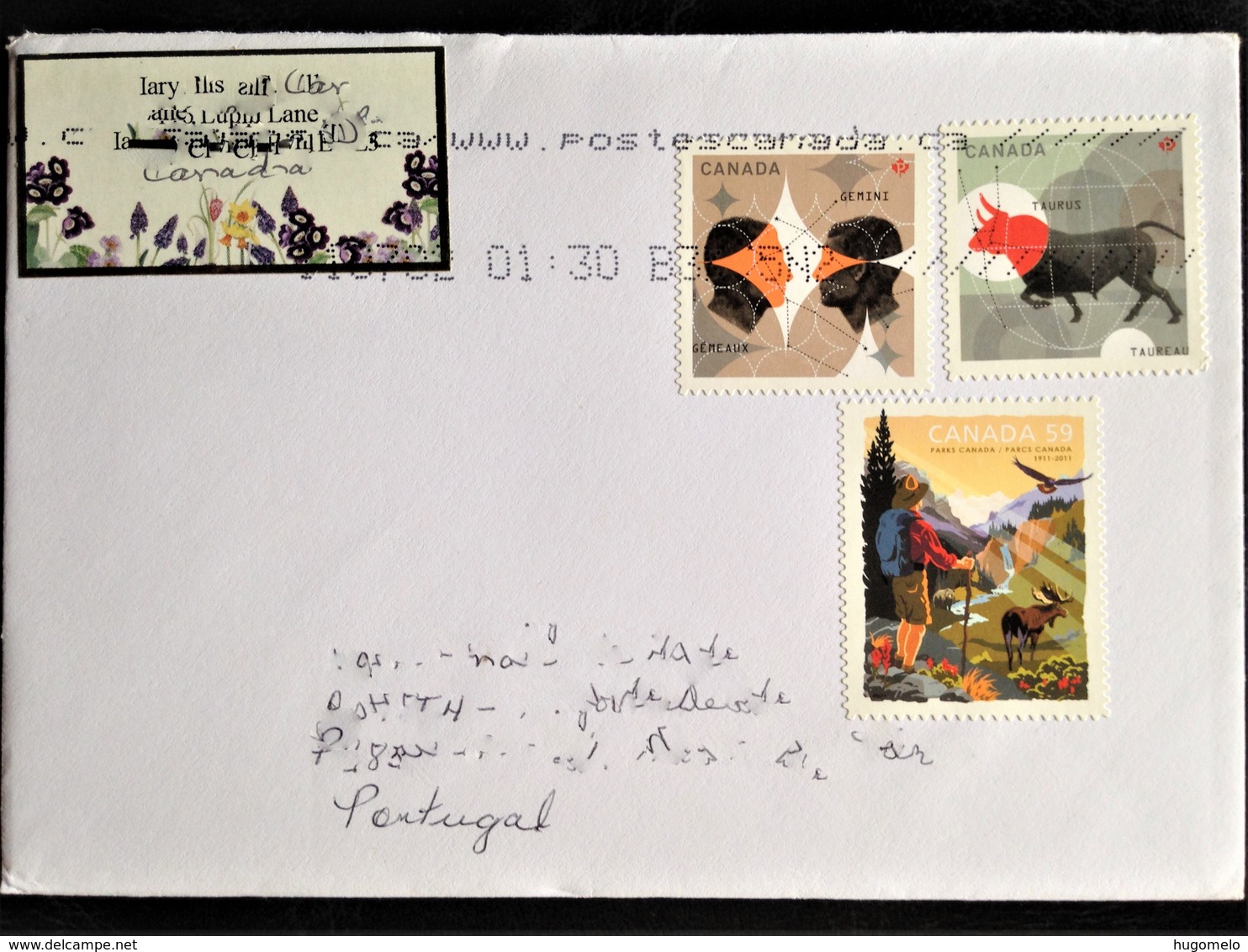 Canada, Circulated Cover To Portugal, "Signs Of The Zodiac", "National Parks", 2011 - Lettres & Documents