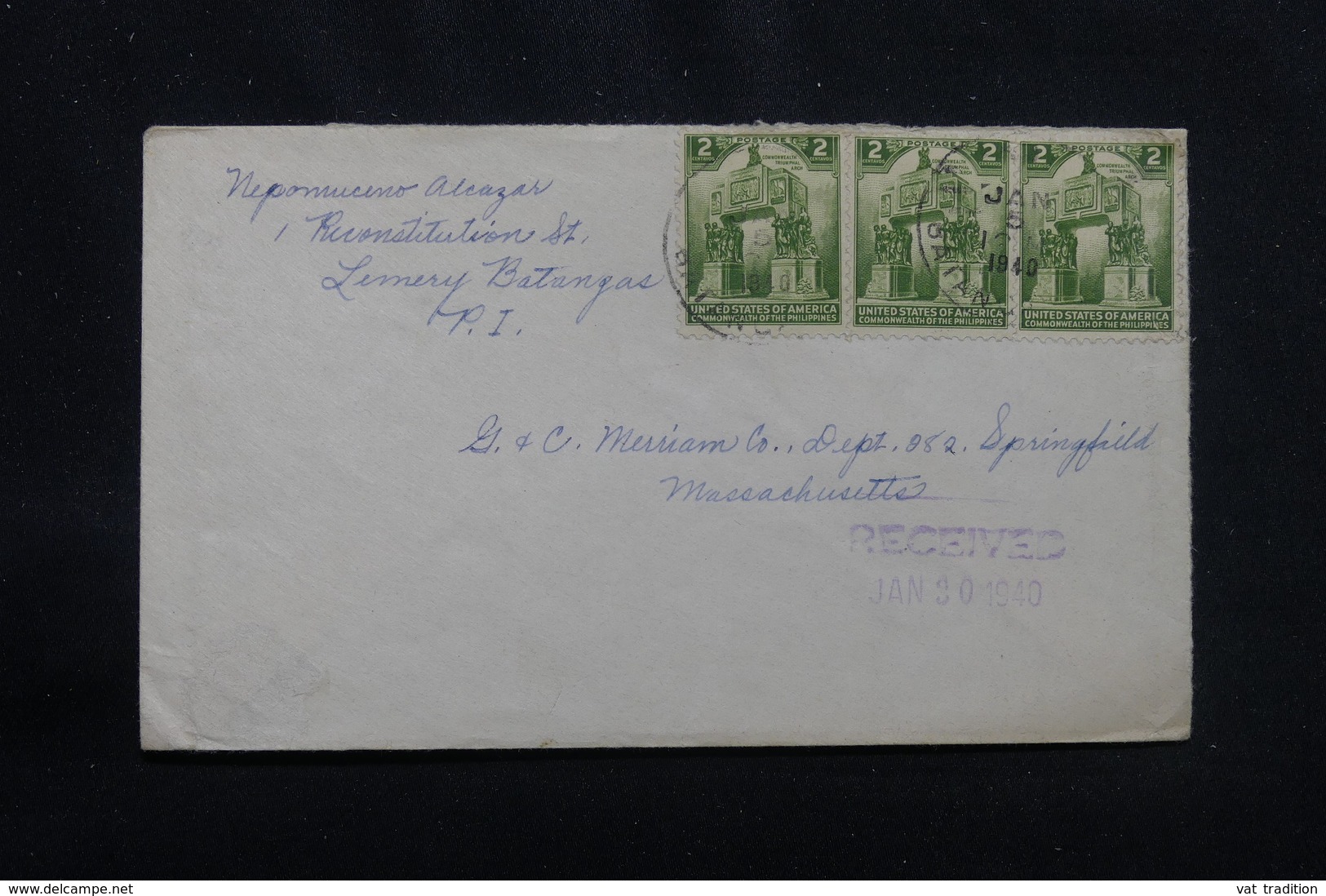 PHILIPPINES - Enveloppe Pour Les Etats Unis En 1940, Affranchissement Plaisant - L 56866 - Philippines