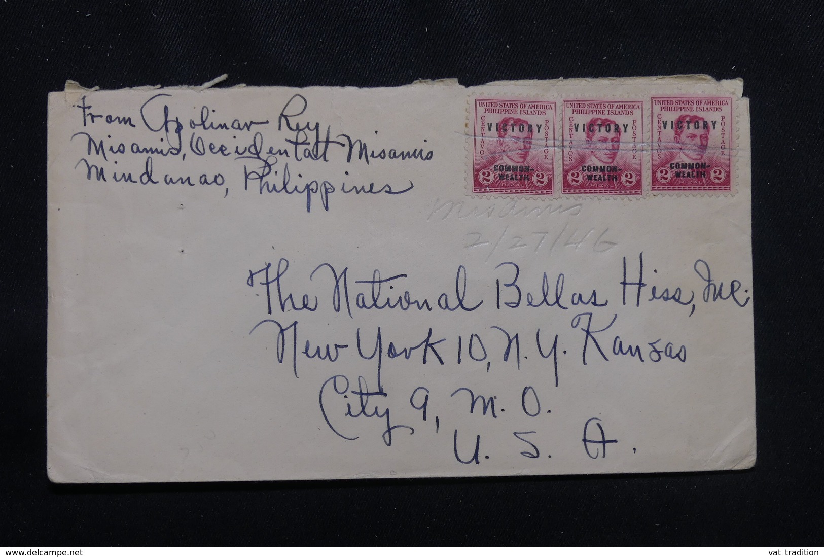 PHILIPPINES - Enveloppe Pour Les Etats Unis , Affranchissement Plaisant Surchargés  - L 56869 - Philippines