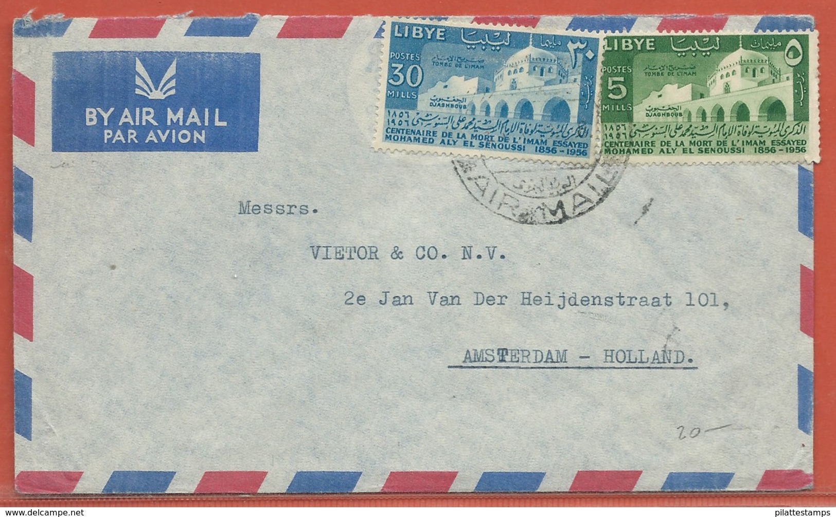 LIBYE LETTRE DE 1952 DE BENGHAZI POUR AMSTERDAM PAYS BAS - Libye