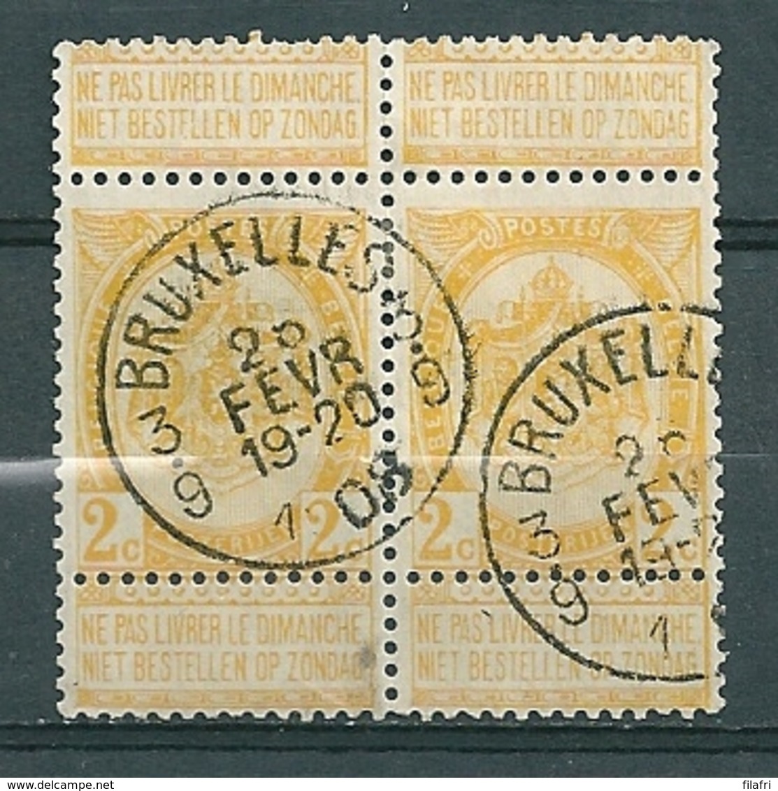 54 In Paar Gestempeld BRUXELLES 3.9 - COBA 15 Euro - 1893-1907 Wapenschild